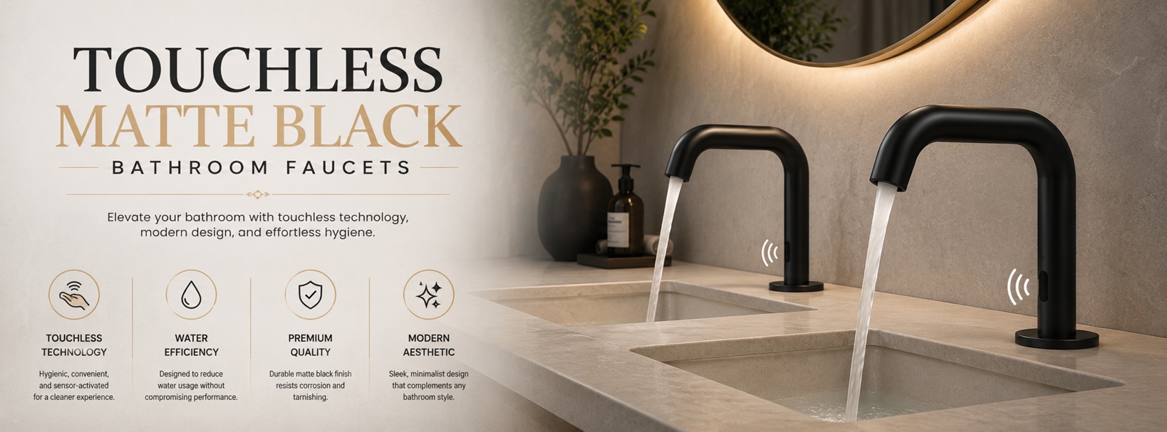 Touchless Matte Black Bathroom Faucets